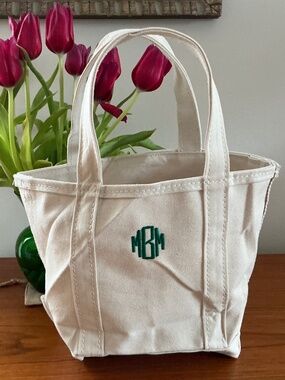Like-New L.L. Bean Boat and Tote Zipper Top Bag - Natural - Small
